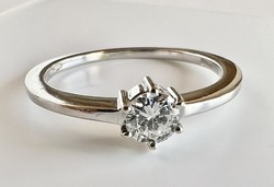 362T. From HUF 1! Brilliant (0.25 ct) solitaire 14k gold (1.6 g) ring with top weselton flawless stone