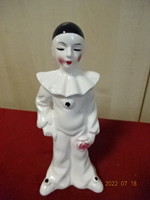 Olasz porcelán figura, álló Harlequin bohóc, magassága 19,5 cm. Vanneki! Jókai.