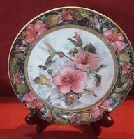 Kolibri madaras porcelán tányér, dísztányér (L2581)