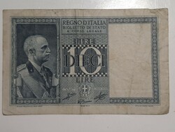 Italy 10 lire, lira 1939