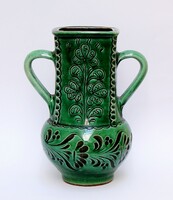 Green glazed ceramic vase, xx. First half of No