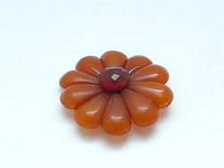 Vintage amber brooch, flower shape