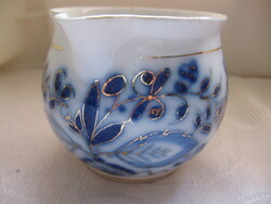 Antique Lomonosov cobalt blue, gold hand painted spout punched out