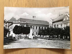 Karcag - main square with the state high school postcard