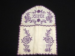 Very old embroidered brush holder gift with comb holder