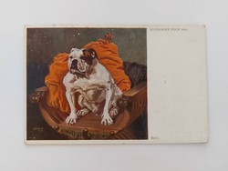 Régi képeslap művészeti levelezőlap bulldog