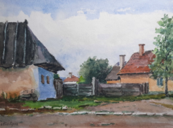 Pattantyus Károly utcakép (akvarell 42x52 cm üveg alatt, kerettel)