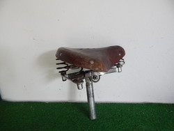 Vintage bicycle saddle leather brown 2 springs
