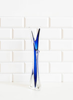 Retro kék üveg váza - midcentury modern design Josef Hospodka Borske Sklo Chribska