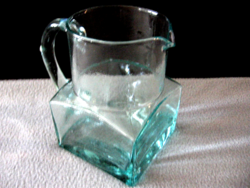 Blue cube-shaped artistic jug