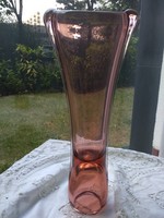 Salmon colored thick glass vase josef hospodka