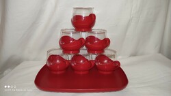Ritka Vintage "MELITTA"  Schott Mainz Jena Glas  teás kávés 6 személyes készlet + tálca