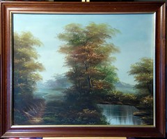 Dreamily beautiful, masterfully painted, marked oil painting, landscape