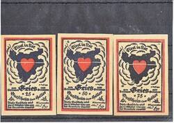 Osztrák szükségpénz csomag 25-50-75 heller 1920
