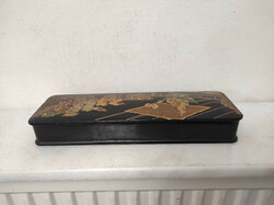 Antik kínai doboz festett fekete lakk felnyitható doboz 205 5861