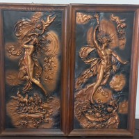 Aphrodite and Prometheus bronze plate putty angel statue framed picture
