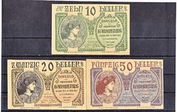 Osztrák szükségpénz csomag 10-20-50 heller 1920
