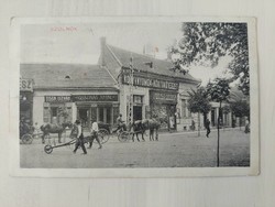 Szolnok, boltok, utcakép, 1912, régi képeslap