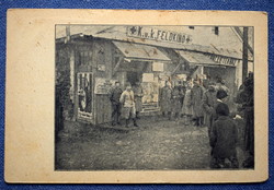 KuK Feldpost pecséttel tábori fotó képeslap  Feldkino Teaház  Moziplakát reklám 1917