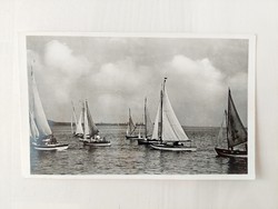 Sailboats, Balaton, 1936, old postcard