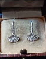 Silver marked mini ginkgo earrings