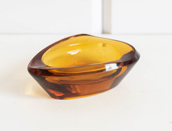 Amber colored retro glass ashtray - mid-century modern design ashtray, Scandinavian style