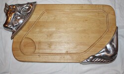 Huge retro French cutting board bowl of beef