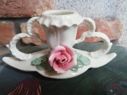 ENS porcelán rózsás gyertyatartó
