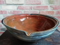 Harvest bowl, glazed blue-grey-green color, large size (51 cm) with slight damage