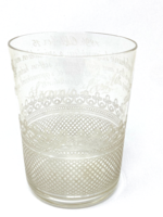 Antik 1896-os gazdagon gravírozott emlék üveg pohár - CZ