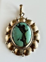 351T. From HUF 1! Gold-plated silver (12.7 g) pendant with a huge (25x20 mm) turquoise stone!
