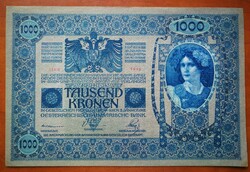 Austria-Hungary 1000 kroner deutschösterreich with overprint 1902 aunc+