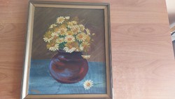 R. Rieser virágcsendélet festmény 26x31 cm, szignózott