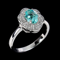 925 Sterling silver ring with paraiba apatite, size 8