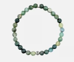 Natural moss agate gemstone 925 sterling silver bracelet with rhodium-plated new