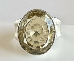 349T. 1 Forintról! 925-ös Ezüst (10,7 g) Citrin (16x13 mm) köves gyűrű!