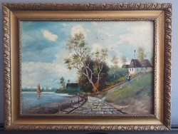 ! Parti sétány - olajfestmény szignó nélkül - 044