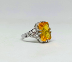 925-s töltött ezüst (SF), citrin sárga köves gyűrű