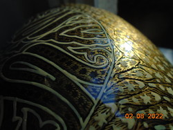 KASHMIR kézzel készült aranymintás nagy lakkdoboz ,aranyozott rézzel bélelve