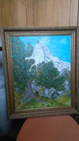Austrian Alpine landscape with original frame signed w.P. Oil/canvas 50x62 cm canvas size
