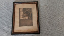 (K) etching from 1914 with a 31x39 cm frame