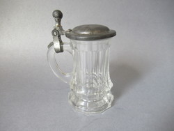 Old, small beer mug with tin lid (wmf), 9 cm