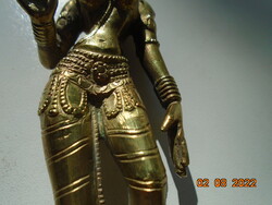 Gilded bronze Parvati Hindu mother goddess with flower in hand