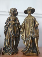 Katherine of Burgundy, and Leopold IV. Duke of Austria, bronz/réz szoborpáros, 36 cm, együtt 10,3 kg