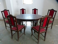 100-year-old neo-baroque table, 6 pcs. Chair.