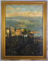 HORVÁTH BÉLA (1888 - 1973) Mediterrán öböl. Olaj karton 60x40