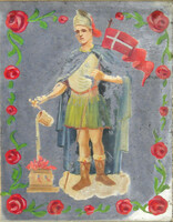 AC53 Antik Erdélyi üveg ikon Szent Flórián a tűzoltók védőszentje
