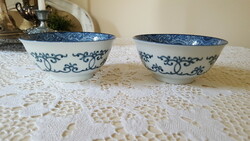 Szép kék,mintás japán porcelán müzlis tál 2 db.