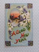 Old New Year postcard postcard snow flower landscape