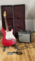 Fender squier electric guitar with amp